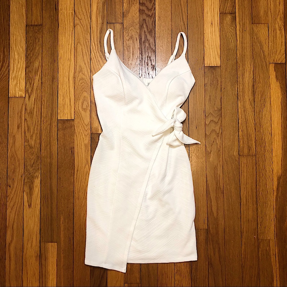 Asymmetrical White V-neck Tank Mini Dress
